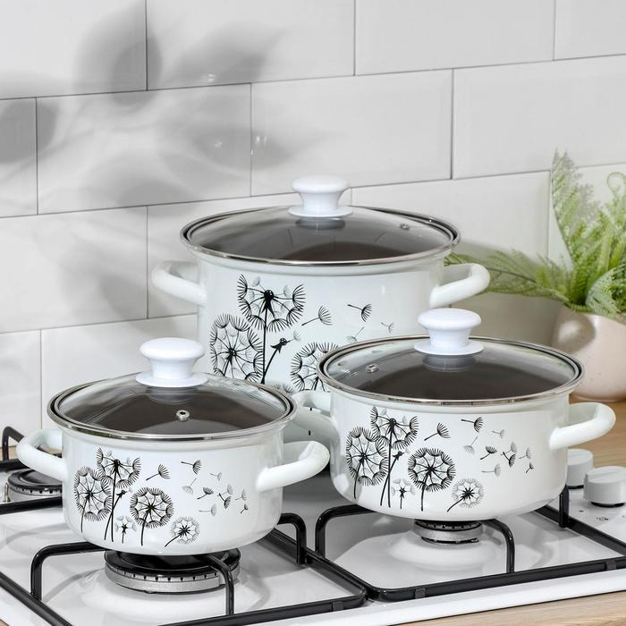 Набор кастрюль &laquo;Адажио-5-1 Люкс&raquo;, 3 предмета: 1,9 л, 2,5 л, 5 л, крышки, индукция