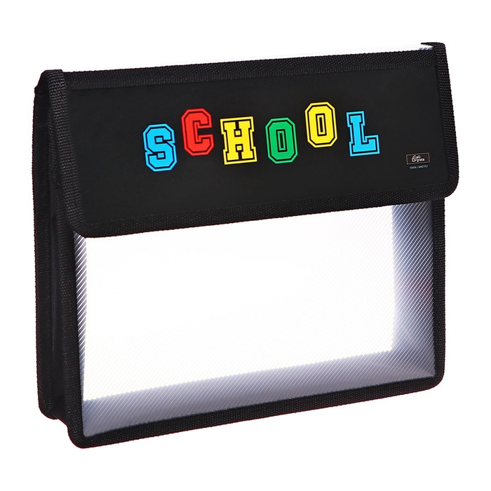 Папка для тетрадей А5 (230 х 190 х 50 мм), с клапаном на липучке, пластик/текстиль, Calligrata, "School"