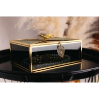 Шкатулка стекло с металлическим каркасом "Бабочка и лист" чёрная дымка 18,7х14,6х9 см Шкатулка стекло с металлическим каркасом "Бабочка и лист" чёрная дымка 18,7х14,6х9 см