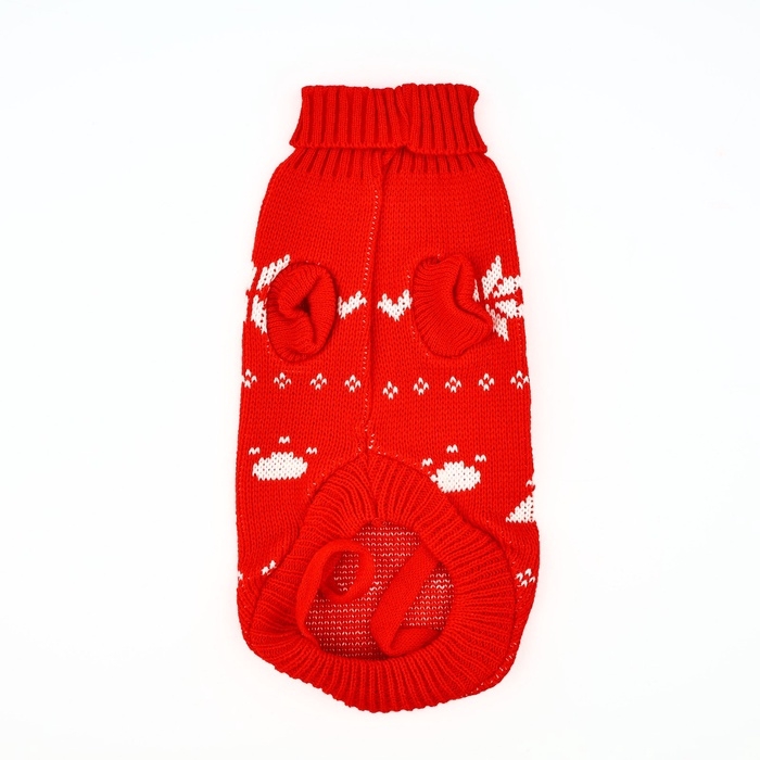Одежда для собак. Свитер вязаный с орнаментом &laquo;Новогодний&raquo;, красный, размер XL