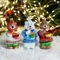 Елочное украшение "Медведь с мёдом" 12 см, микс