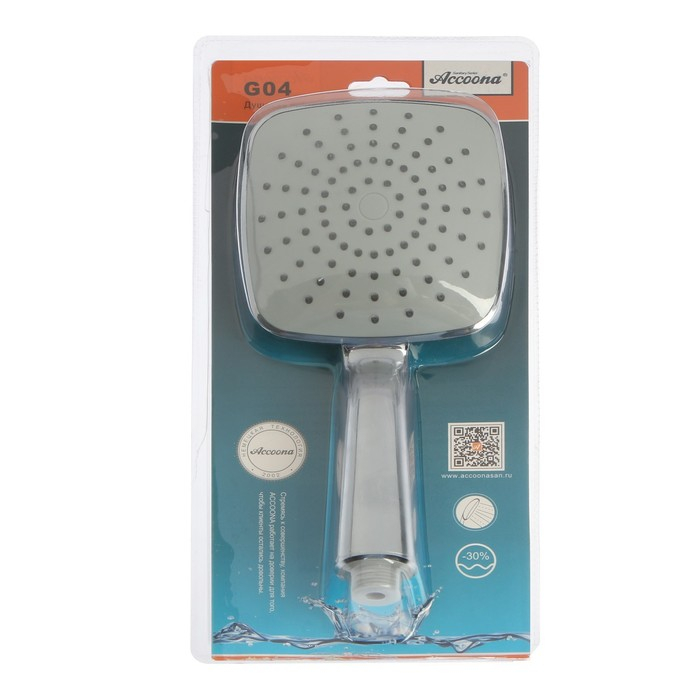 Душевая лейка Accoona G04, 1 режим, корпус пластик, цвет хром Душевая лейка Accoona G04, 1 режим, корпус пластик, цвет хром