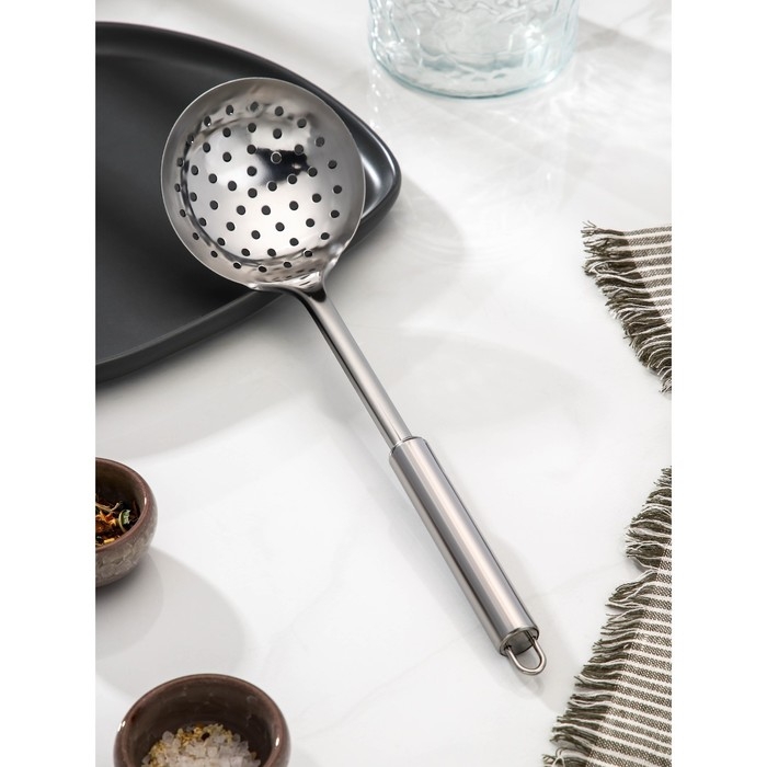 Шумовка из нержавеющей стали Доляна &laquo;Металлик&raquo;, h=31,5 см, цвет серебряный