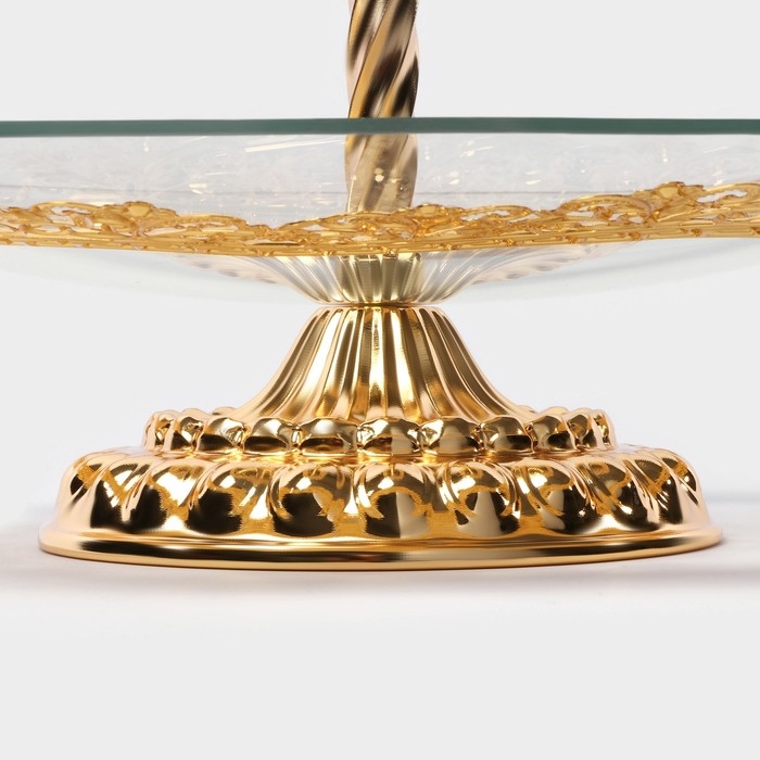 Этажерка - фруктовница квадратная &laquo;Расцвет&raquo;, 2 яруса, d=18/29 см, высота 49 см, стекло