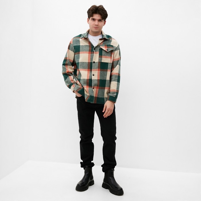 Рубашка мужская в клетку MIST, размер 50, зеленый Рубашка мужская в клетку MIST, размер 50, зеленый