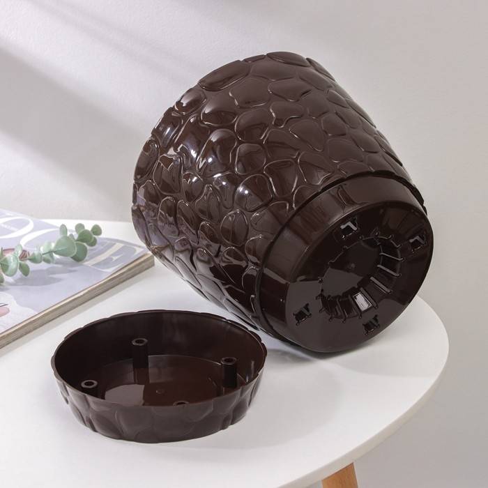 Горшок с поддоном «Камешки», 5 л, цвет шоколадный Горшок с поддоном «Камешки», 5 л, цвет шоколадный