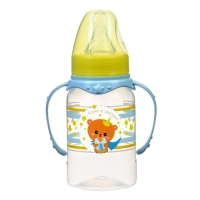 Бутылочка для кормления «Мишка принц», классическое горло, 150 мл., от 0 мес., цилиндр, с ручками Бутылочка для кормления «Мишка принц», классическое горло, 150 мл., от 0 мес., цилиндр, с ручками