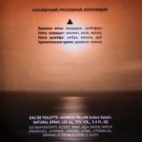 Туалетная вода мужская "Christine Lavoisier Parfums", "Giorgio Fellini Ambre Soleil", 100 мл Туалетная вода мужская "Christine Lavoisier Parfums", "Giorgio Fellini Ambre Soleil", 100 мл