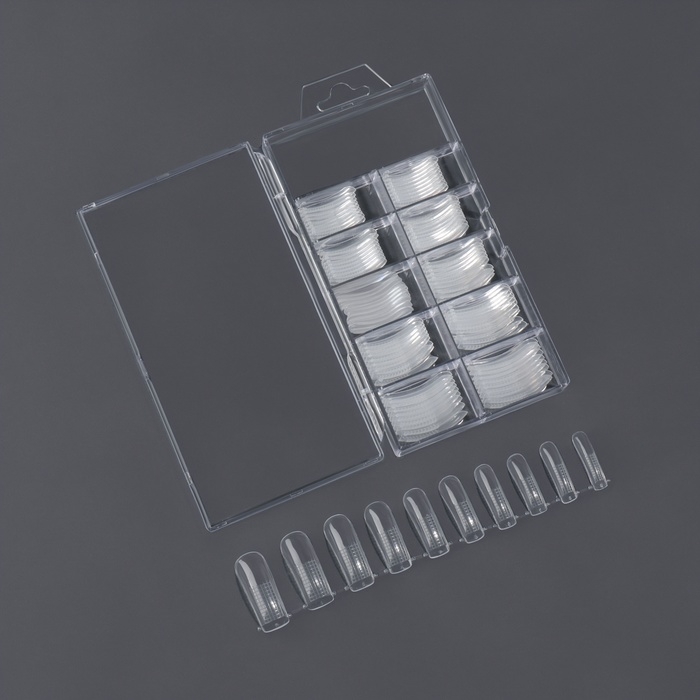 Верхние формы для наращивания в контейнере, 100 шт, мягкий квадрат, цвет прозрачный Верхние формы для наращивания в контейнере, 100 шт, мягкий квадрат, цвет прозрачный