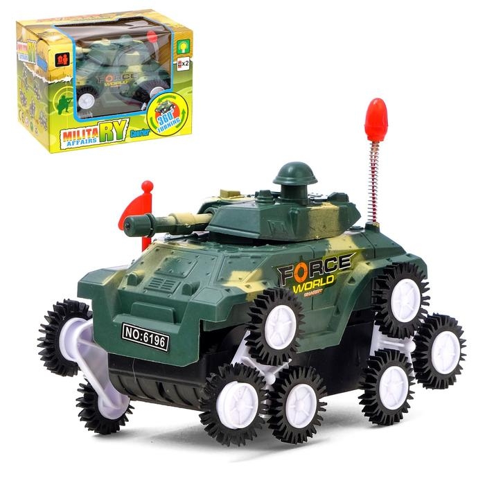 Машина-перевёртыш &laquo;Танк&raquo;, тройное колесо, световые эффекты, работает от батареек