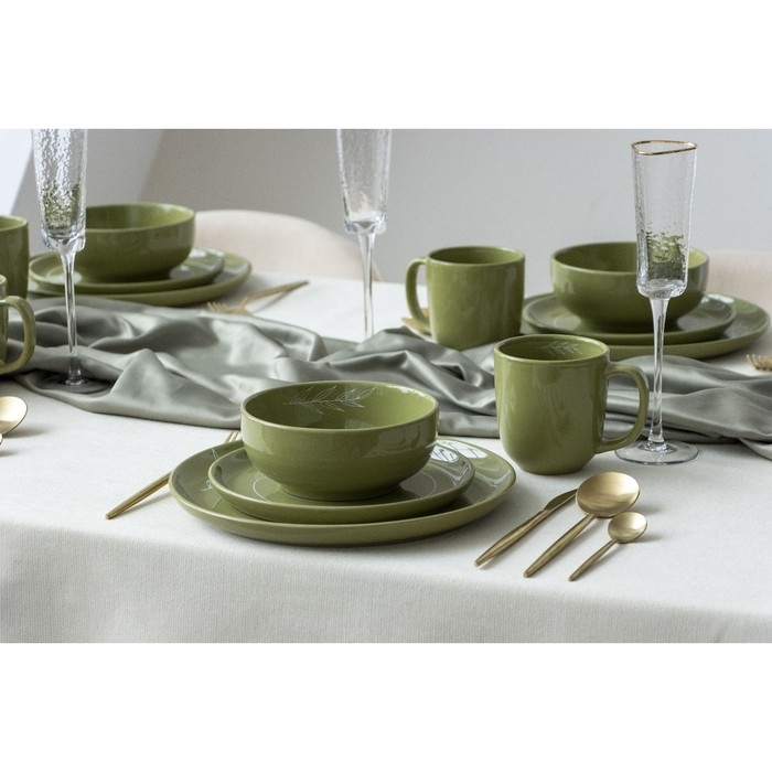 Тарелка керамическая «Олива», 19.6 см, цвет зелёный Тарелка керамическая «Олива», 19.6 см, цвет зелёный