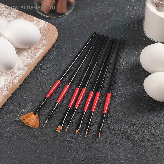 Набор кондитерских кисточек для декорирования Доляна «Рубин», 7 шт, цвет чёрный Набор кондитерских кисточек для декорирования Доляна «Рубин», 7 шт, цвет чёрный