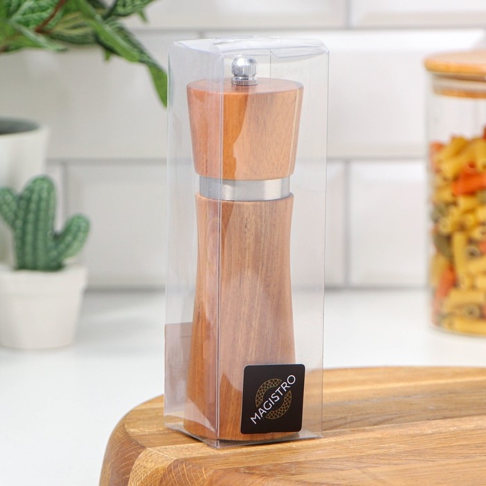Мельница для специй Magistro Wooden, 5&times;16,5 см, керамический механизм, цвет коричневый
