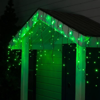 Гирлянда &laquo;Бахрома&raquo; 3 &times; 0.6 м, IP44, УМС, тёмная нить, 160 LED, свечение зелёное, 220 В