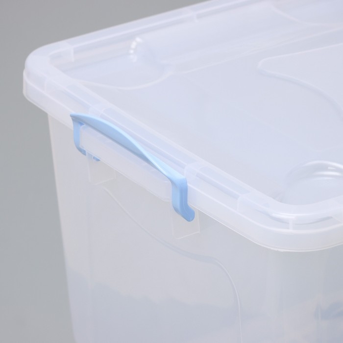 Контейнер для хранения с крышкой RICCO, 50 л, 61&times;39&times;32 см, на колёсах, прозрачный