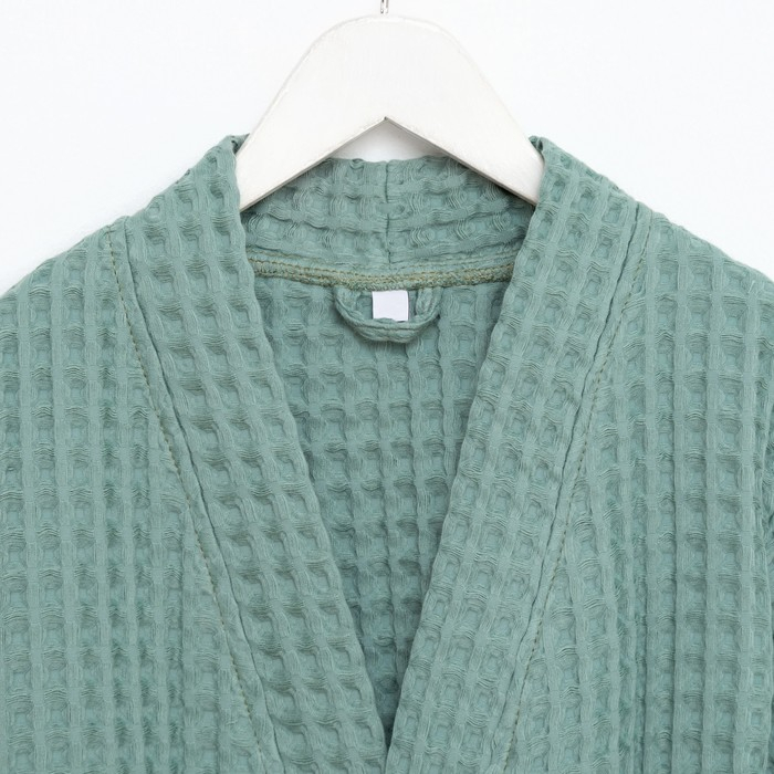 Халат вафельный детский Крошка Я Халат вафельный детский Крошка Я "Boho" размер 32 (110-116 см) цвет мятный, 100% хлопок 290 г/м2