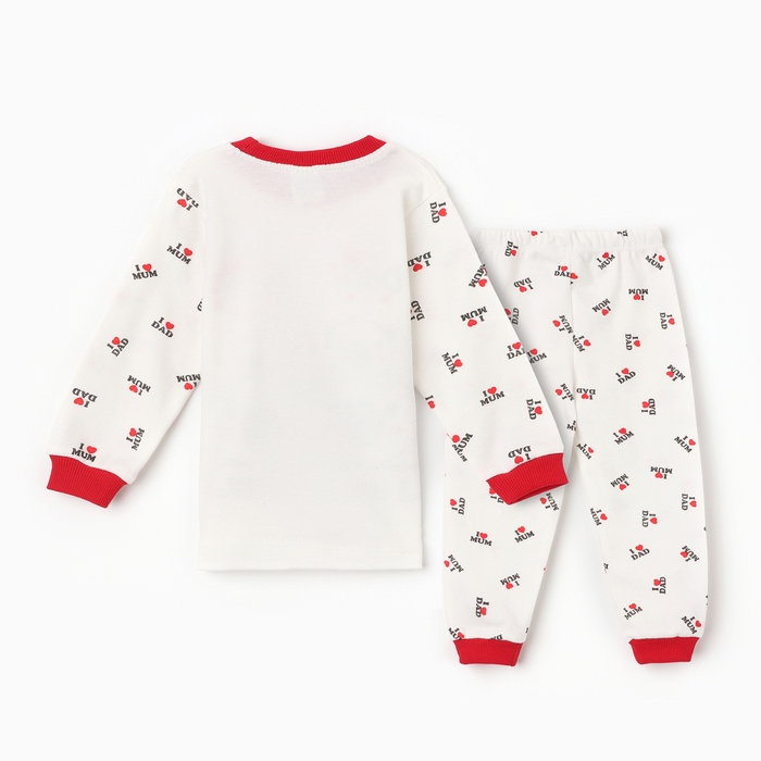 Комплект детский (лонгслив, брюки), цвет белый/красный, рост 92 см