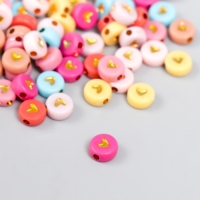 Набор бусин для творчества пластик "Золотое сердечко в круге" яркие 20 гр 0,4х0,7х0,7 см Набор бусин для творчества пластик "Золотое сердечко в круге" яркие 20 гр 0,4х0,7х0,7 см