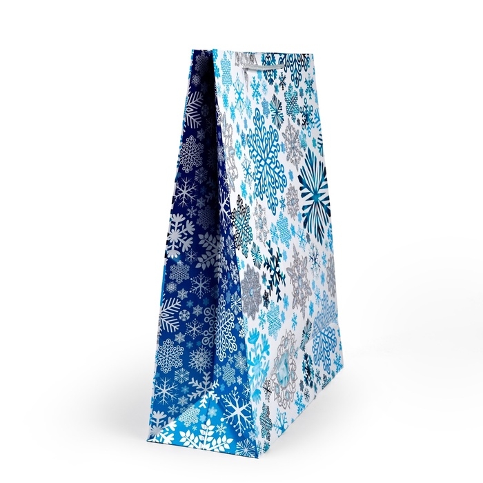 Пакет подарочный новогодний ламинированный &laquo;Снежинки&raquo;, XL 40 х 49 х 19 см