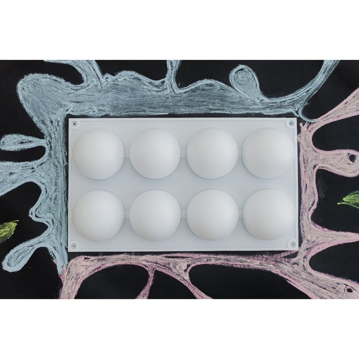 Форма для муссовых десертов и выпечки KONFINETTA &laquo;Шарики&raquo;, 29,7&times;17,4&times;3,7 см, 8 ячеек, цвет белый