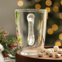 Новый год. Кружка стеклянная &laquo;Новогодний гранат&raquo;, 300 мл