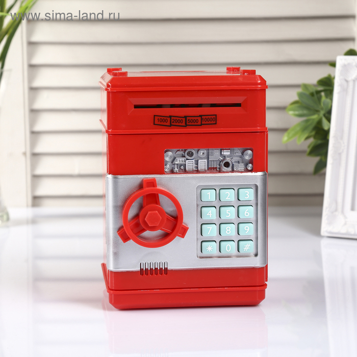 Копилка пластик для монет и купюр Копилка пластик для монет и купюр"Сейф "кодовый замок, звук 3АА МИКС 19,5х12,3х13 см