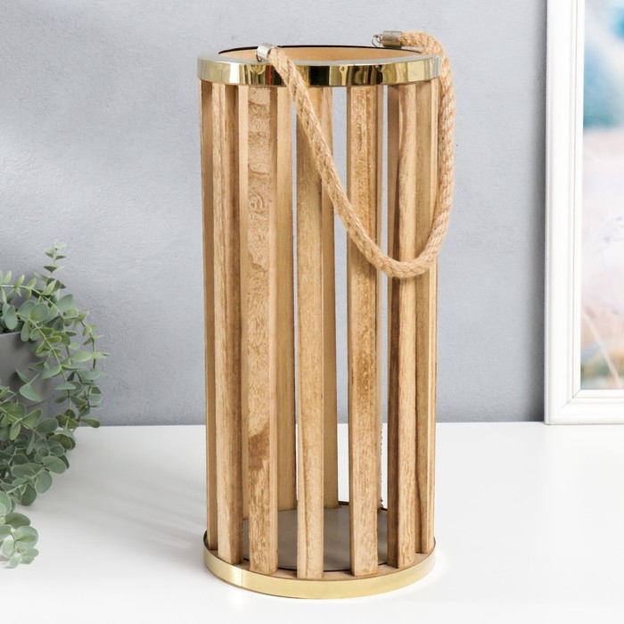 Подсвечник дерево Подсвечник дерево "Цилиндр - рейка" набор 2 шт 22х22х50, 18х18х40 см