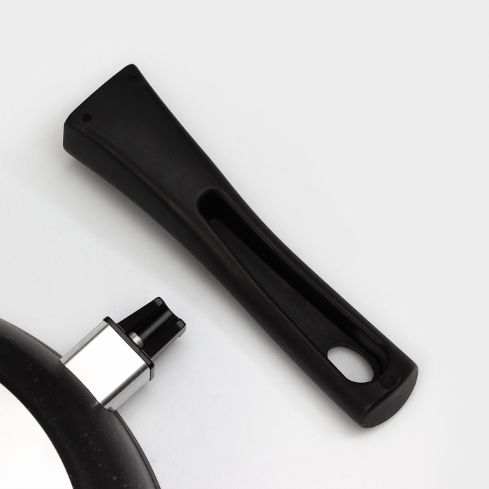 Сковорода, d=26 см, съёмная ручка, стеклянная крышка, антипригарное покрытие, цвет тёмный мрамор Сковорода, d=26 см, съёмная ручка, стеклянная крышка, антипригарное покрытие, цвет тёмный мрамор