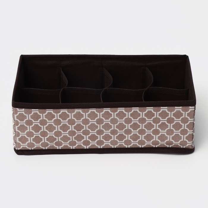 Органайзер для хранения белья Доляна &laquo;Браун&raquo;, 8 ячеек, 28&times;14&times;10 см, цвет коричневый