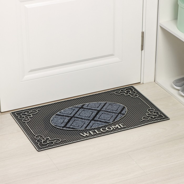Коврик придверный резиновый Доляна Welcome, 40&times;70 см, цвет МИКС