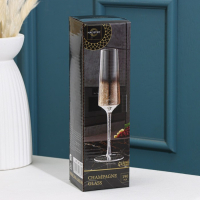 Бокал для шампанского стеклянный Magistro &laquo;Мерцание&raquo;, 190 мл, 7&times;24,5 см, цвет золотой