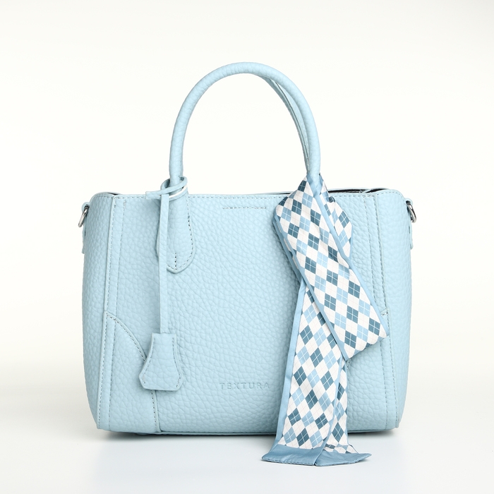 Сумка женская на молнии, TEXTURA, маленький размер, цвет голубой