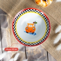 Набор детской посуды из керамики Доляна &laquo;Светофор&raquo;, 3 предмета: кружка 230 мл, миска 400 мл, тарелка d=18 см