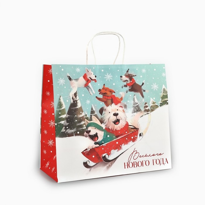 Пакет подарочный новогодний крафтовый &laquo;Сказочного нового года&raquo;, 28 х 15 х 32 см , Новый год