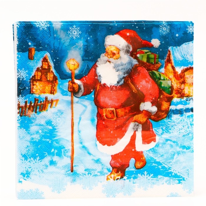 Новогодние салфетки бумажные Мой выбор &laquo;Дед Мороз&raquo; 3 слоя, 33х33 см, 20 шт