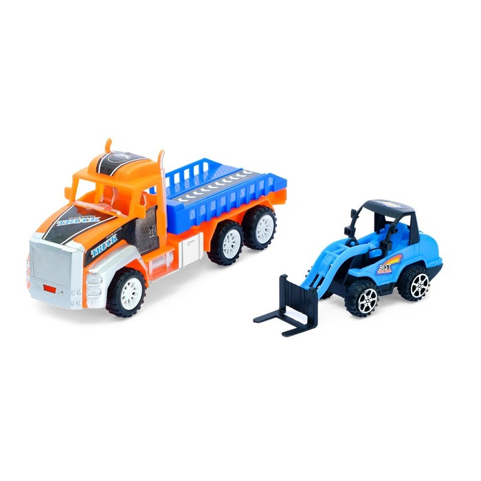 Грузовик инерционный «Перевозчик» с погрузчиком, цвета МИКС Грузовик инерционный «Перевозчик» с погрузчиком, цвета МИКС