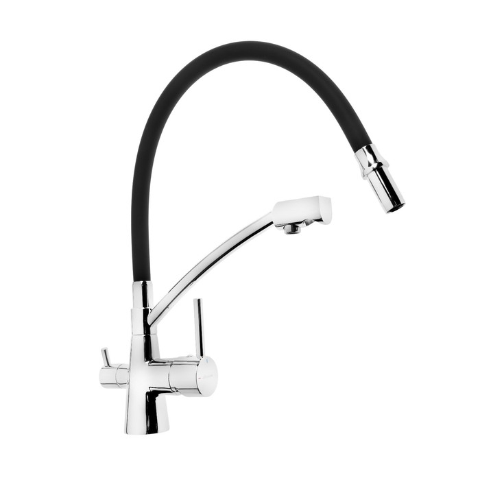 Cмеситель для кухни Accoona A5179F-13, однорычажный, выход для питьевой воды, черный, хром