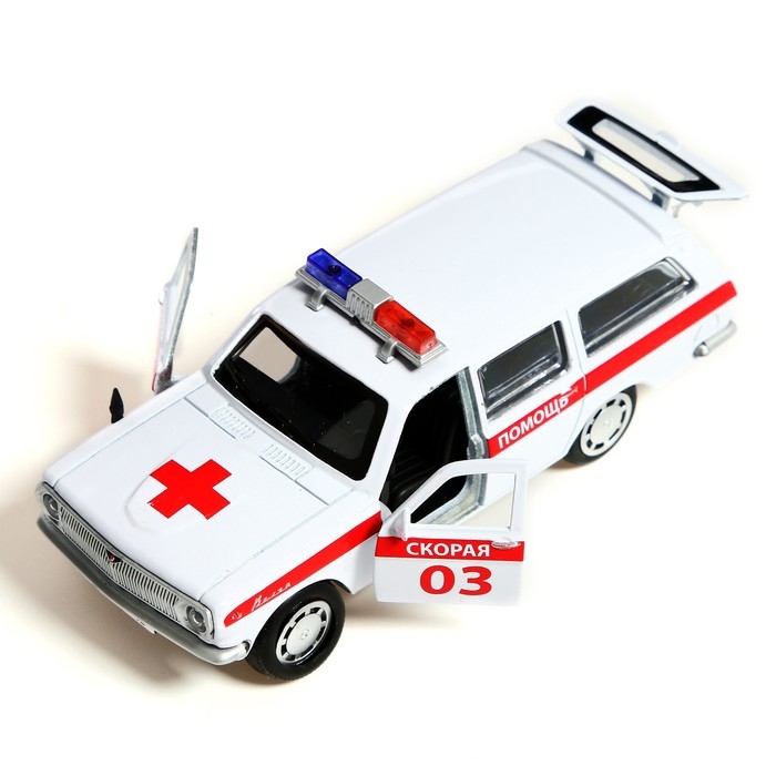 Машина металлическая ГАЗ-2402 «Волга скорая», 12 см, открываются двери и багажник, цвет белый Машина металлическая ГАЗ-2402 «Волга скорая», 12 см, открываются двери и багажник, цвет белый