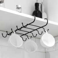 Держатель для кружек подвесной Доляна, на 10 предметов, 27,8×18,5×7,5 см, цвет чёрный Держатель для кружек подвесной Доляна, на 10 предметов, 27,8×18,5×7,5 см, цвет чёрный