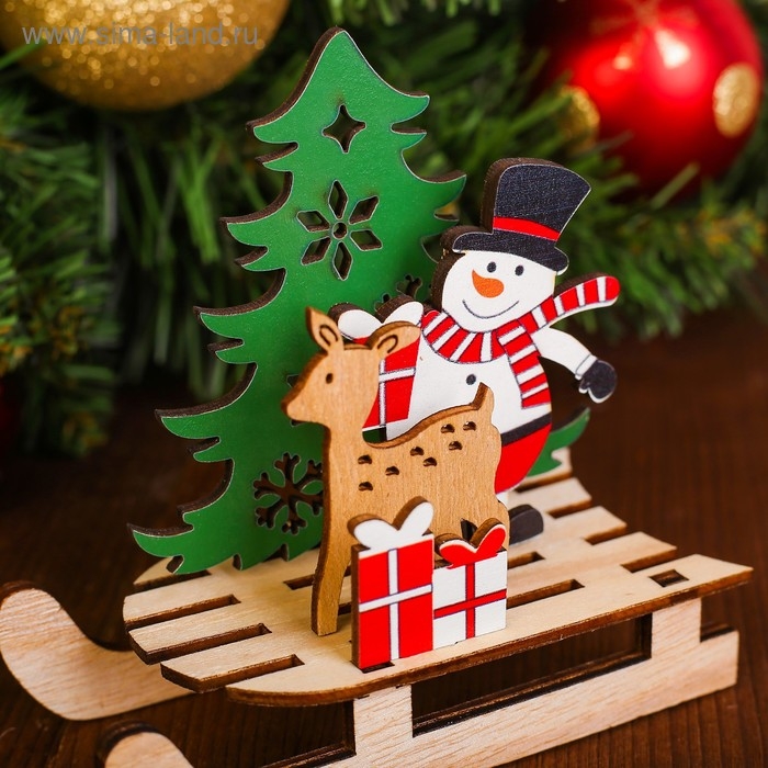 Декор «Снеговик с оленем на санях» Декор «Снеговик с оленем на санях»