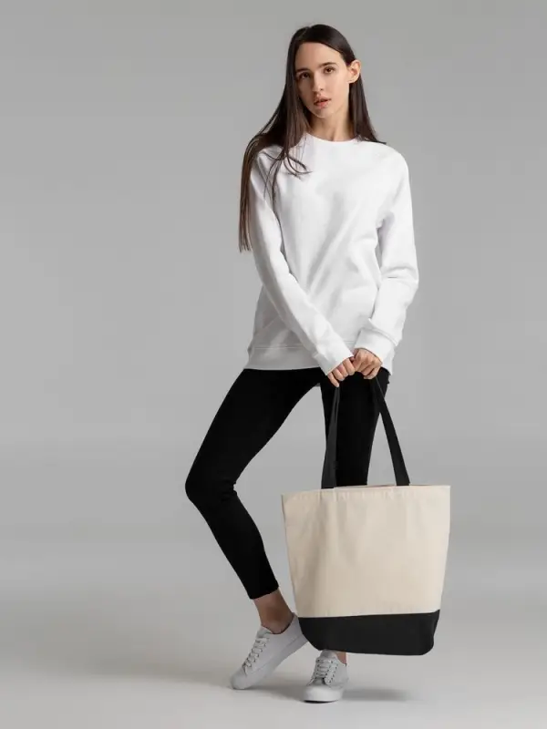 Сумка для покупок на молнии Shopaholic Zip, неокрашенная с черным Сумка для покупок на молнии Shopaholic Zip, неокрашенная с черным