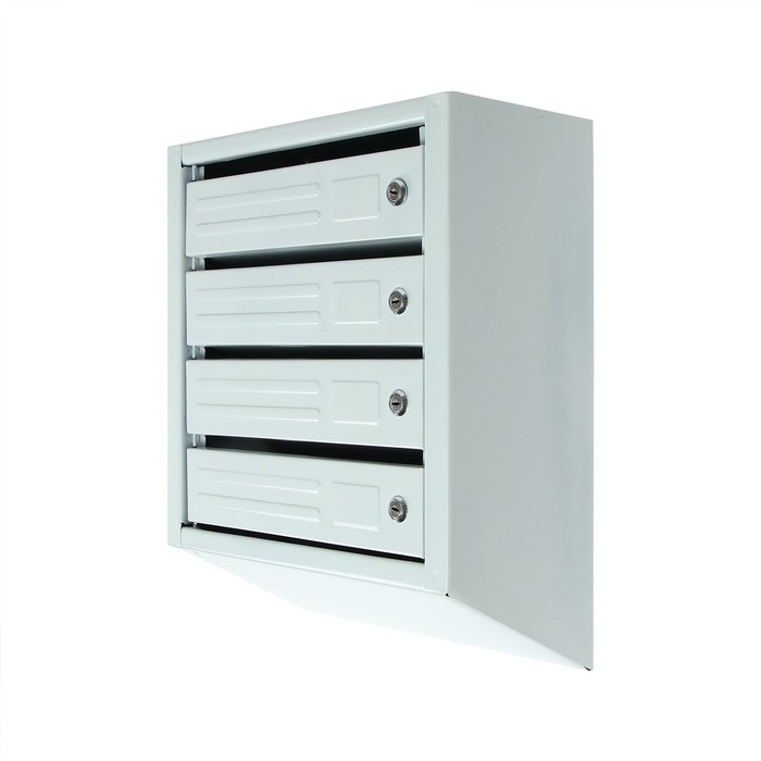Ящик почтовый многосекционный, 4 секций, с задней стенкой, серый, дверка МИКС Ящик почтовый многосекционный, 4 секций, с задней стенкой, серый, дверка МИКС