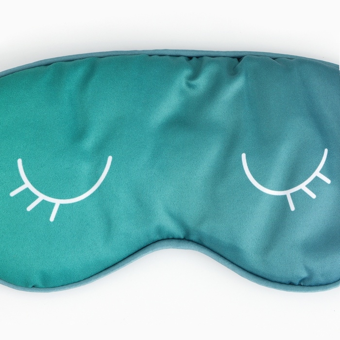 Маска шелковая для сна «Глазки», 20 х 9 см, цвет бирюзовый Маска шелковая для сна «Глазки», 20 х 9 см, цвет бирюзовый