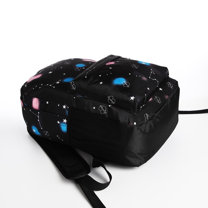 Рюкзак школьный на молнии, 3 наружных кармана, цвет чёрный Рюкзак школьный на молнии, 3 наружных кармана, цвет чёрный