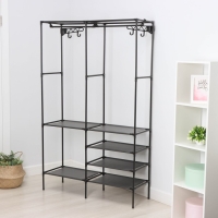 Вешалка - стойка напольная для одежды LaDо́m, с полками для хранения, 107&times;35&times;173 см, цвет чёрный