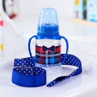 Бутылочка для кормления &laquo;Маленький босс&raquo;,классическое горло, с ручками, 150 мл., от 0 мес., цвет синий