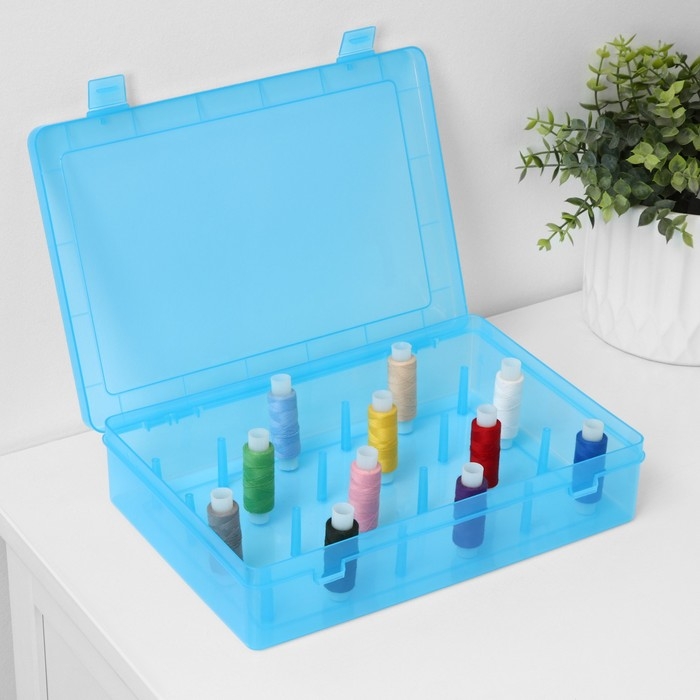 Органайзер для ниток, 24 ячейки, 28×19,5×6 см, цвет МИКС Органайзер для ниток, 24 ячейки, 28×19,5×6 см, цвет МИКС