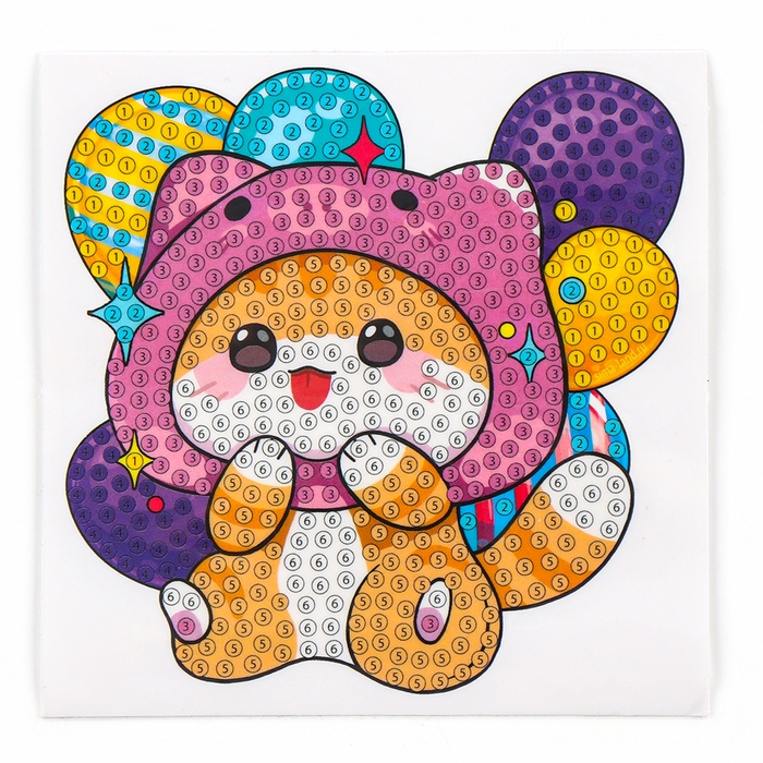 Алмазная мозаика наклейка для детей &laquo;Котенок&raquo;, 9 х 9 см, набор для творчества