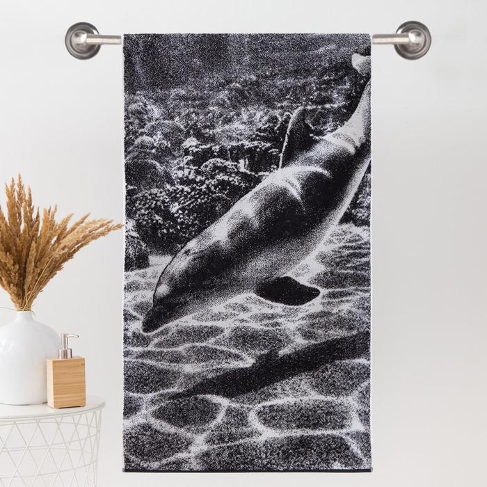 Полотенце махровое Этель ЧБ «Дельфин», пестроткань, 70х130 см Полотенце махровое Этель ЧБ «Дельфин», пестроткань, 70х130 см