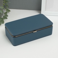 Шкатулка кожзам для украшений "Мелкая рябь" сине-серая 10х18х6 см Шкатулка кожзам для украшений "Мелкая рябь" сине-серая 10х18х6 см